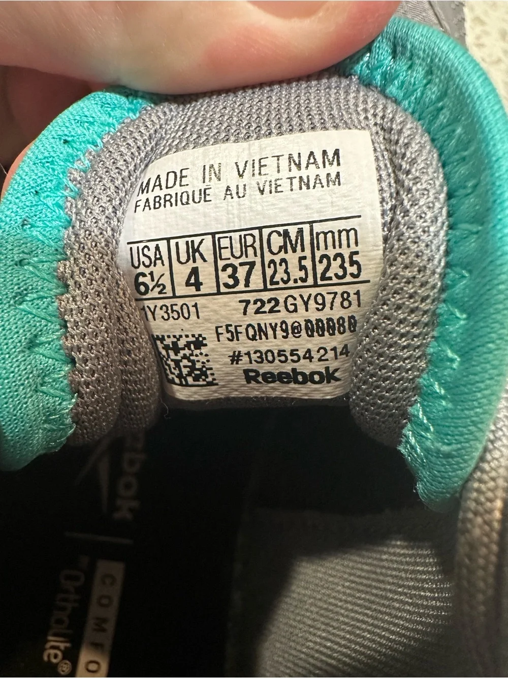 Reebok Women's Gray Athletic Sneakers with Teal Accents